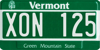VT license plate XON125
