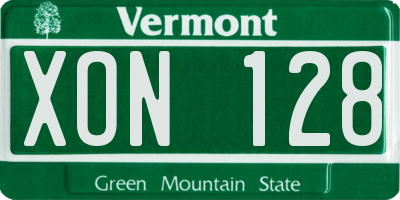 VT license plate XON128