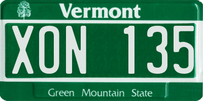 VT license plate XON135