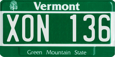 VT license plate XON136