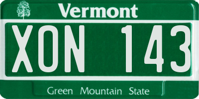 VT license plate XON143