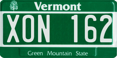 VT license plate XON162