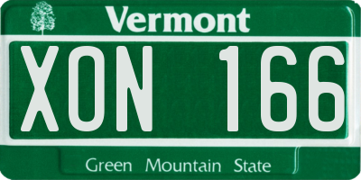 VT license plate XON166