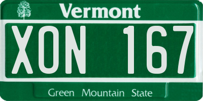 VT license plate XON167