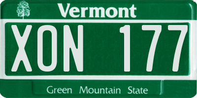 VT license plate XON177