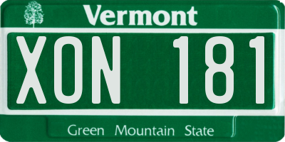 VT license plate XON181
