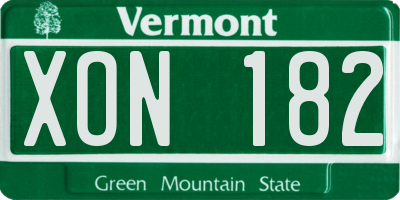 VT license plate XON182