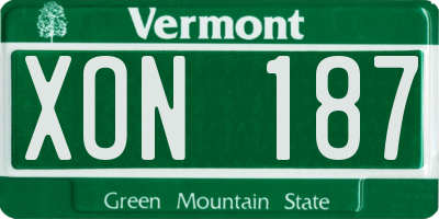 VT license plate XON187
