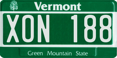 VT license plate XON188