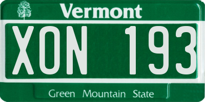 VT license plate XON193