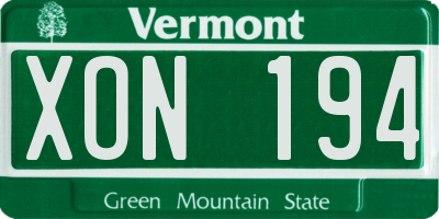 VT license plate XON194