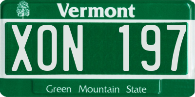 VT license plate XON197