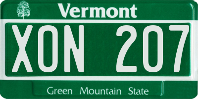 VT license plate XON207