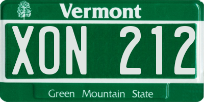 VT license plate XON212
