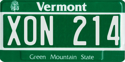 VT license plate XON214