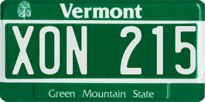 VT license plate XON215