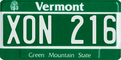 VT license plate XON216
