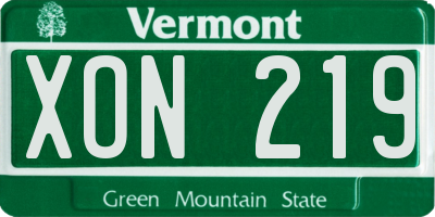 VT license plate XON219