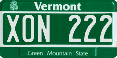 VT license plate XON222