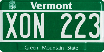 VT license plate XON223