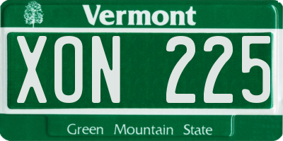 VT license plate XON225