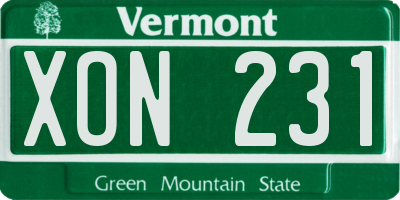 VT license plate XON231