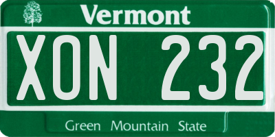 VT license plate XON232