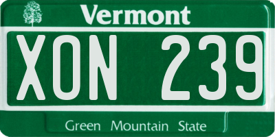 VT license plate XON239