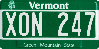 VT license plate XON247