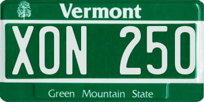 VT license plate XON250