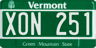 VT license plate XON251