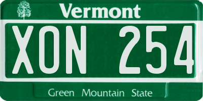 VT license plate XON254