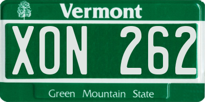 VT license plate XON262