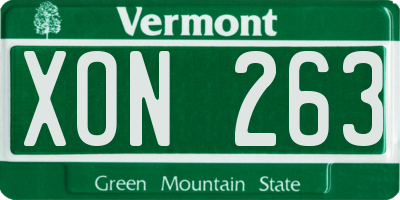 VT license plate XON263