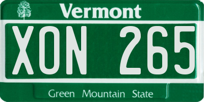 VT license plate XON265
