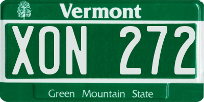 VT license plate XON272