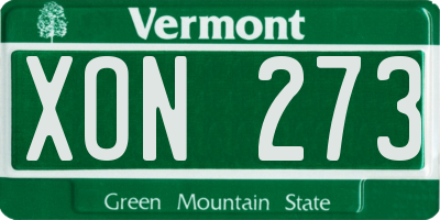 VT license plate XON273