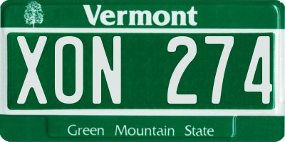 VT license plate XON274