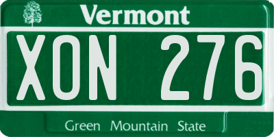 VT license plate XON276