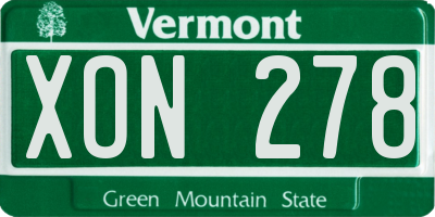 VT license plate XON278
