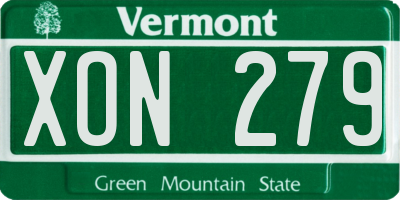 VT license plate XON279
