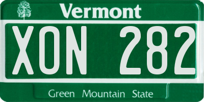 VT license plate XON282