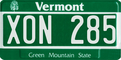 VT license plate XON285