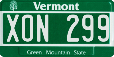 VT license plate XON299