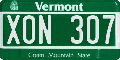 VT license plate XON307