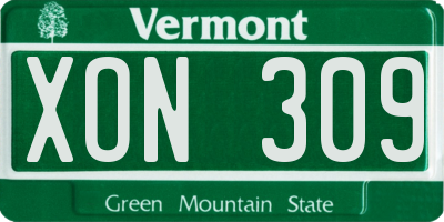 VT license plate XON309