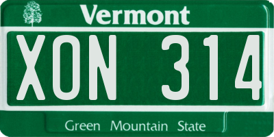 VT license plate XON314