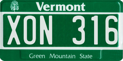 VT license plate XON316