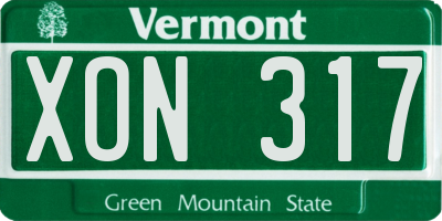 VT license plate XON317