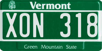 VT license plate XON318